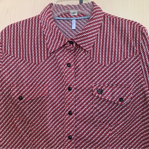 CINCH Shirt Women's Long Sleeve Snap Up Geometric Pink‎ Size  XXL - Picture 4 of 16